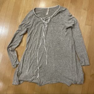 Lace-up Tan Tunic Top